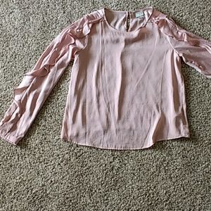 A New Day blush pink blouse ruffle sleeves Medium